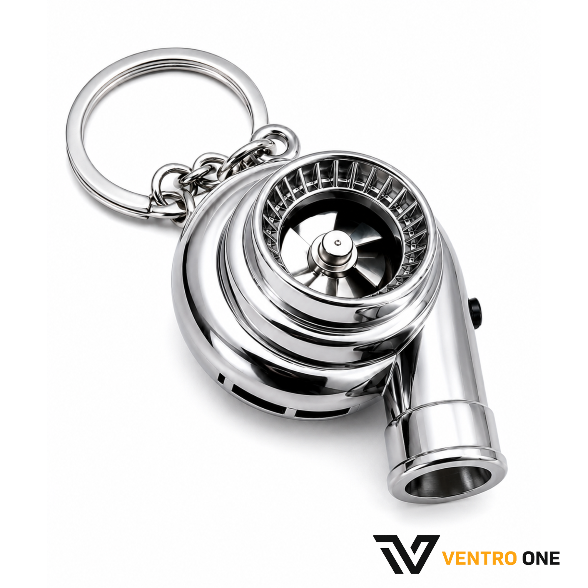 Turbocharger Keychain – Silver, Spinning, Whistle Sound