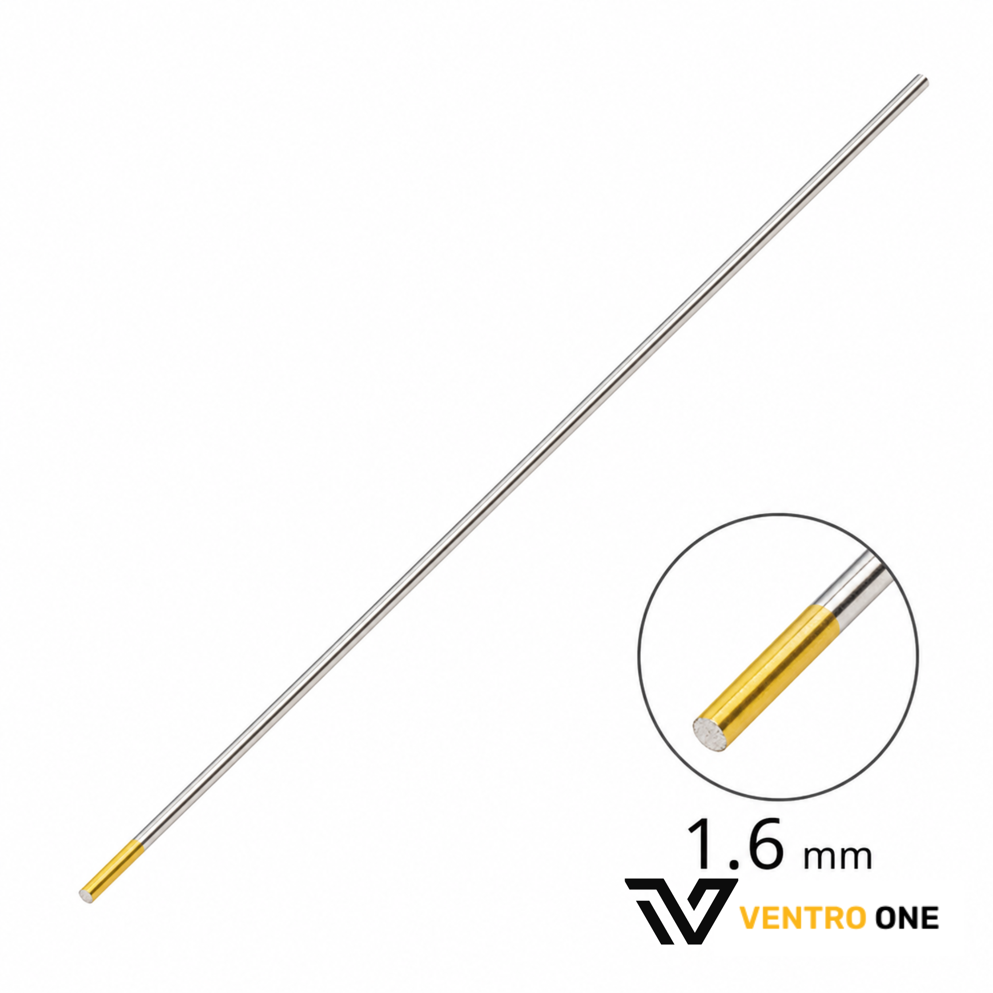 WL15 Lanthanated Tungsten Electrode – Gold Tip, 1.6mm x 150mm