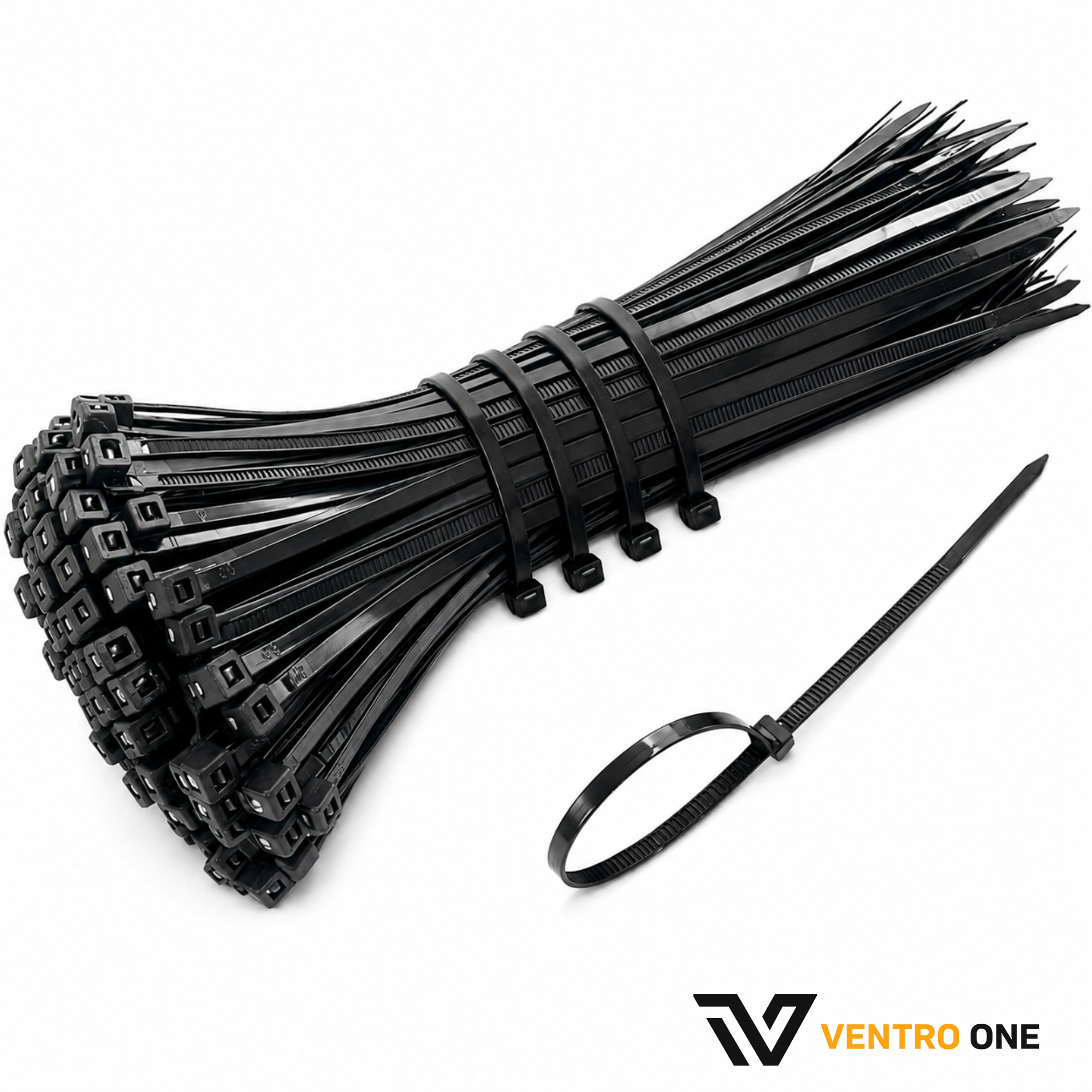 Self-Locking Cable Ties – Nylon 66, Flame Retardant, Pack of 100, Black