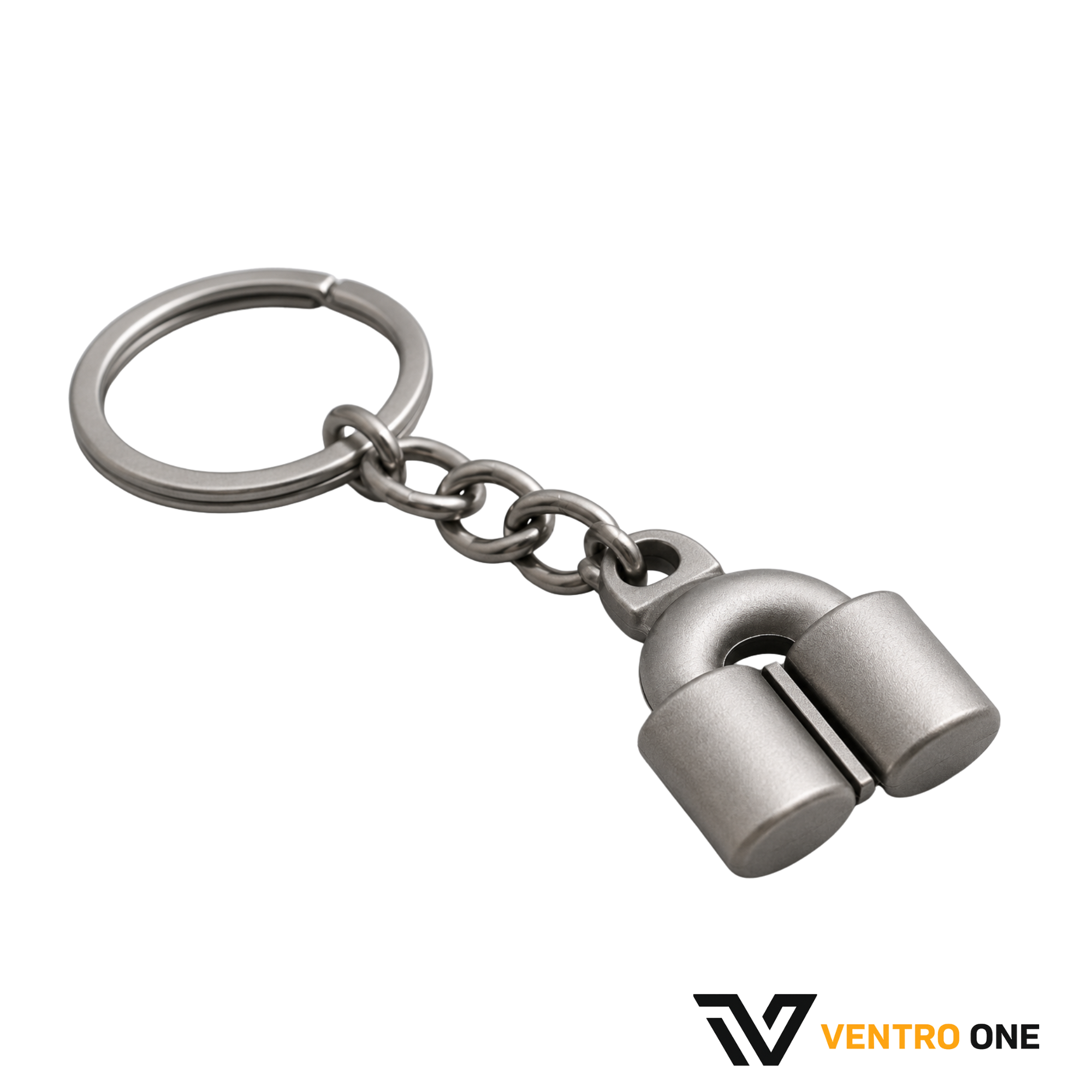 Exhaust Muffler Keychain – Zinc Alloy, Grey, Car Tail Pipe Style
