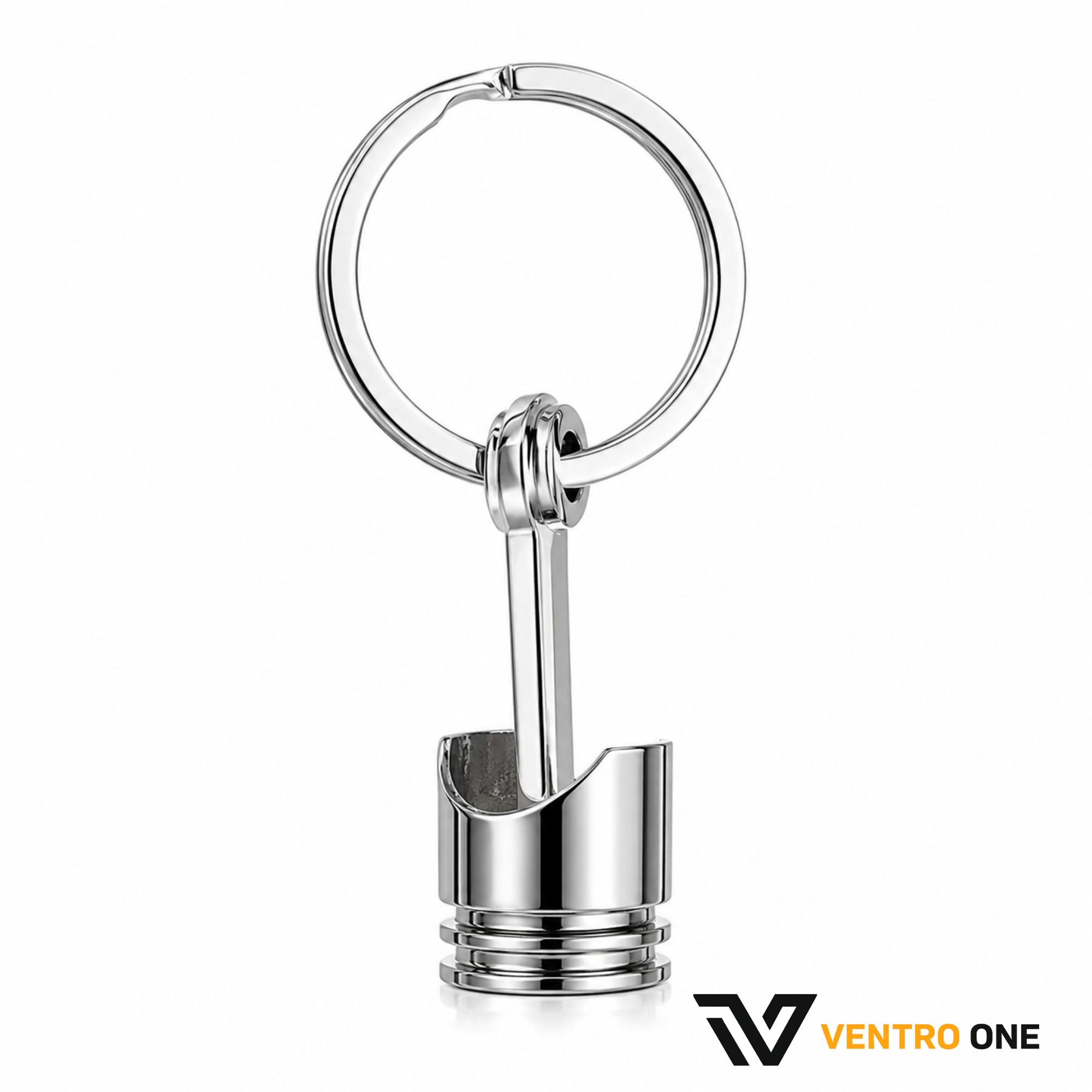 Mini Engine Piston Keyring – Silver Alloy