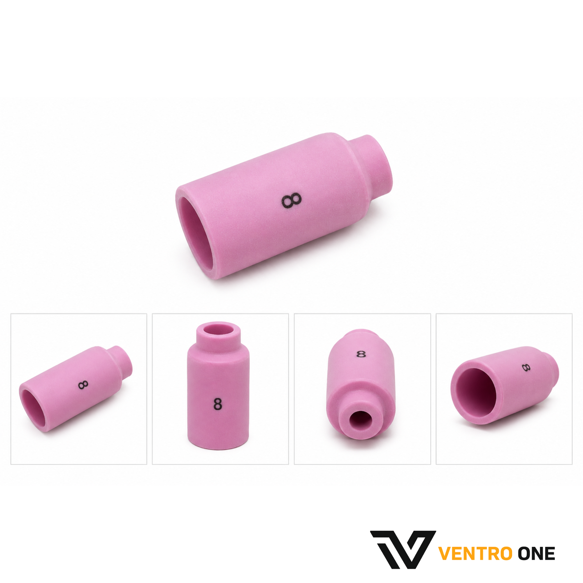 Pink Ceramic TIG Nozzle – 54N14, Size #8, 1/2