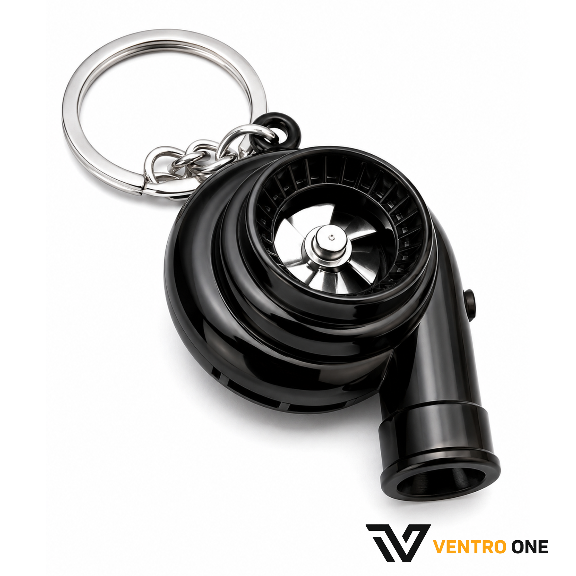 Turbocharger Keychain – Black, Spinning, Whistle Sound