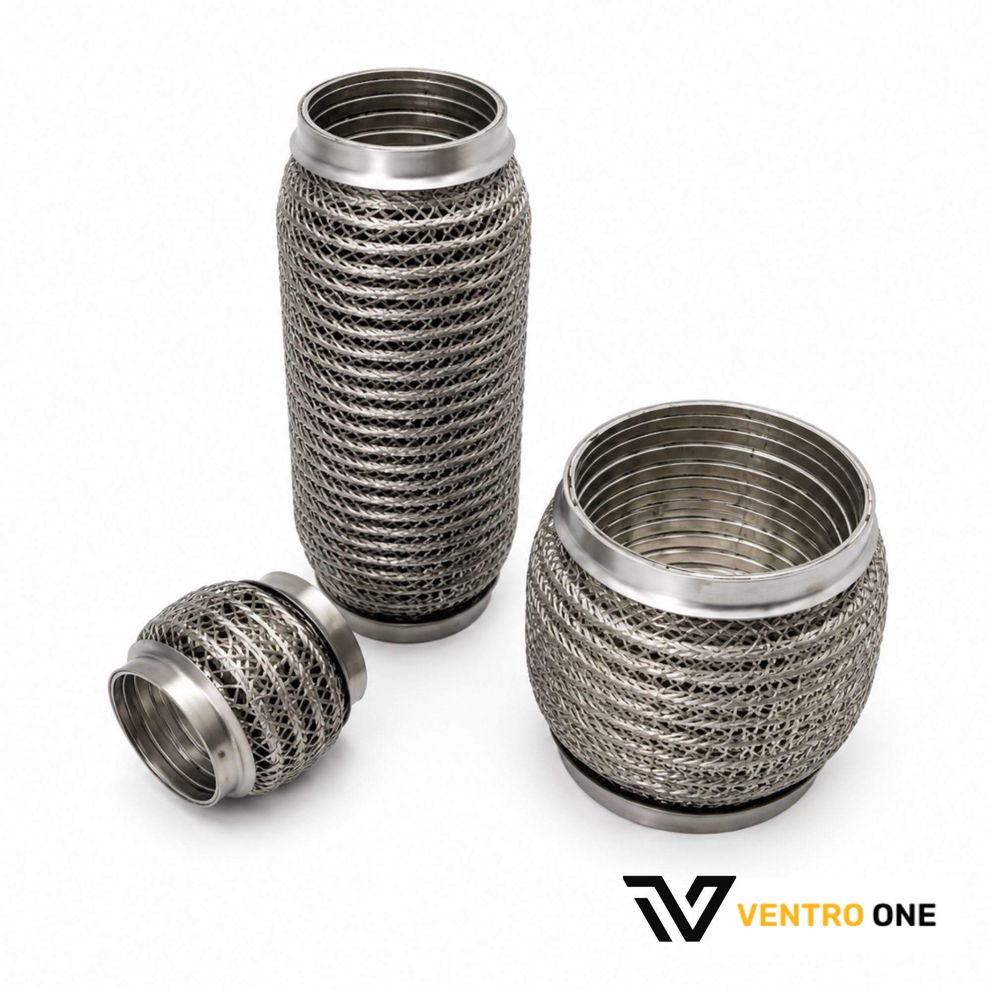 304 Stainless Steel Flexi Exhaust Pipe – 57×102mm, Compact Length, 3-Layer Braided Bellow Construction