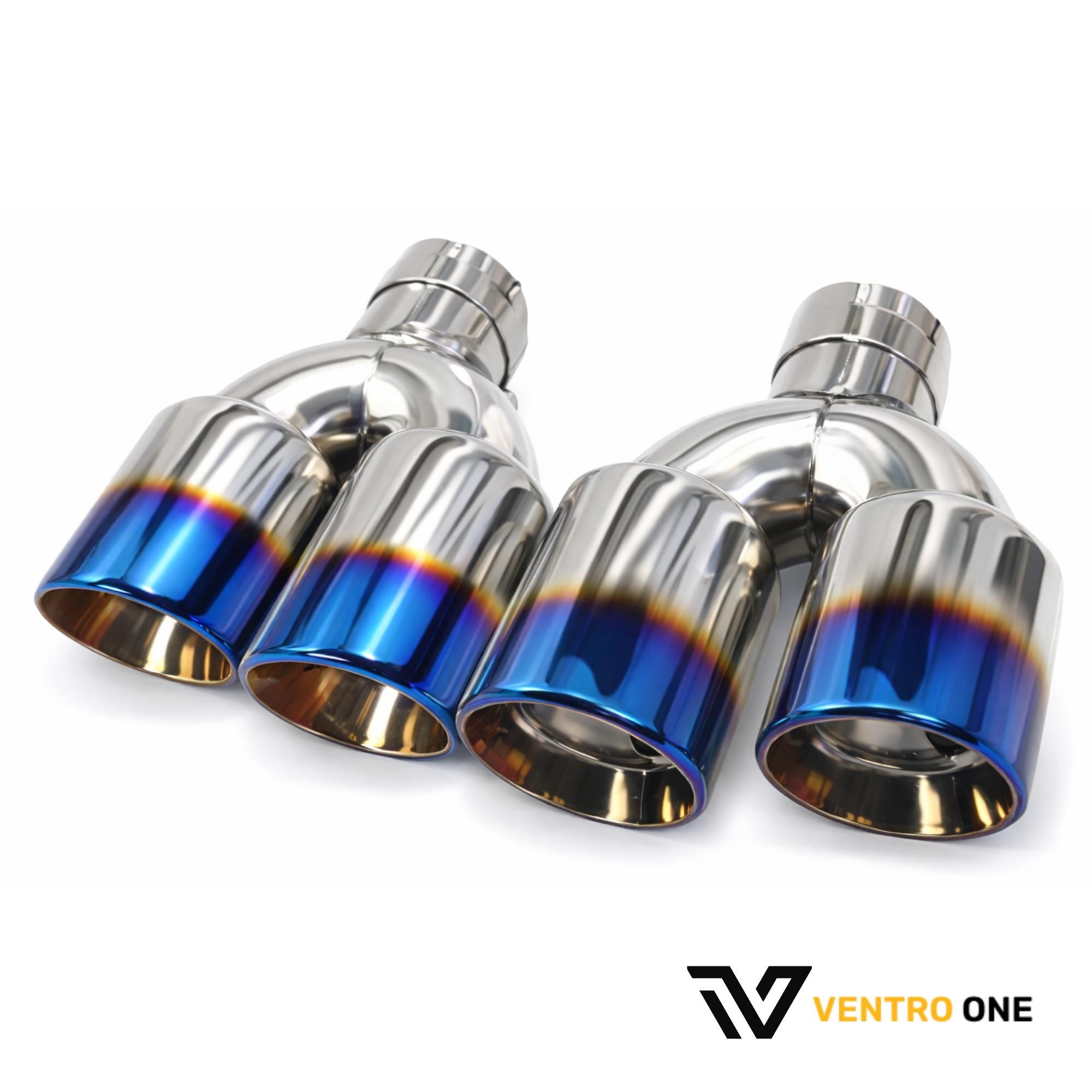 Twin Slash Cut Blue Exhaust Tip – 63mm Inlet, 89mm Outlet, 304 Stainless Steel