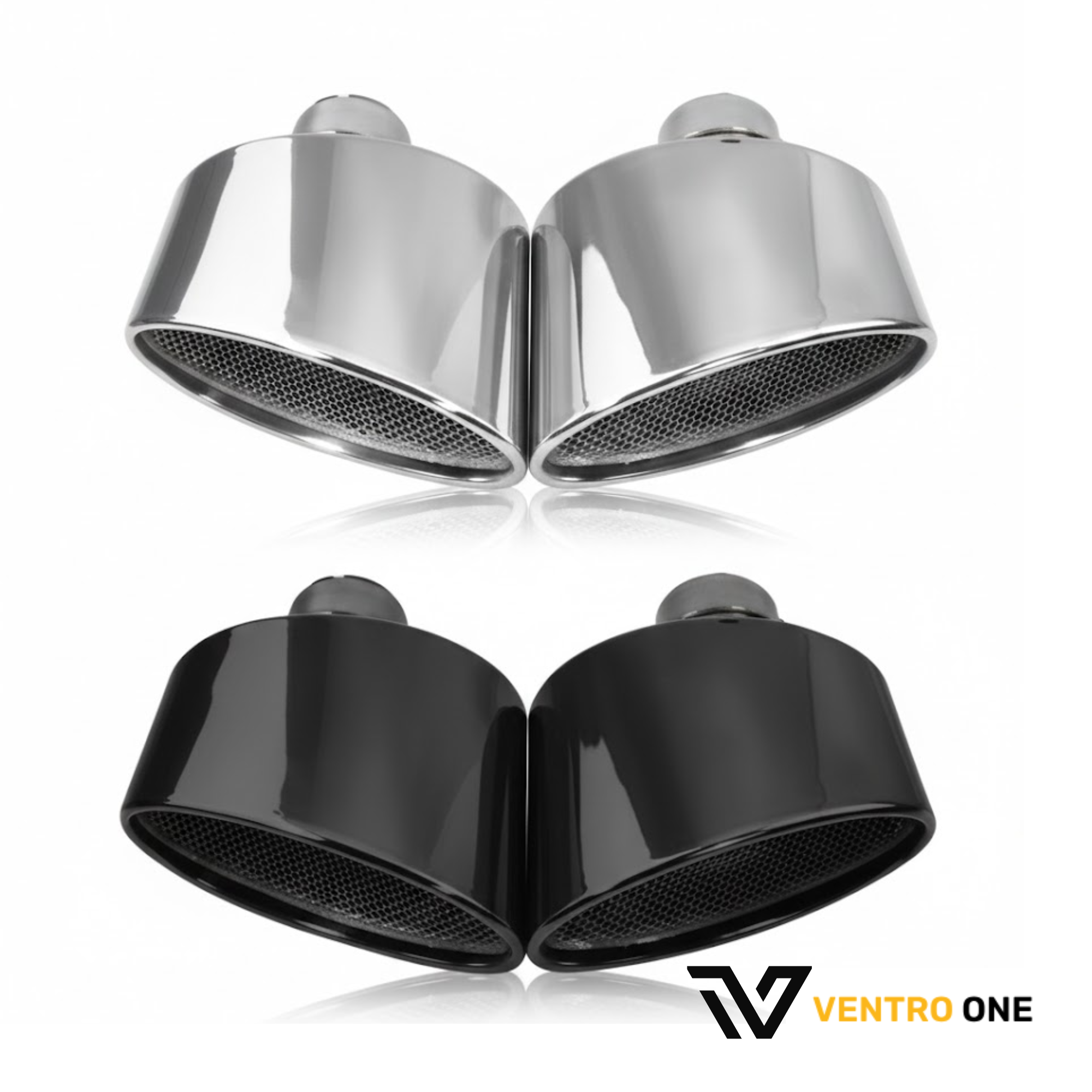 Left Right Frosted Silver Exhaust Tail Pipe Set 57mm Inlet 178x118mm Outlet