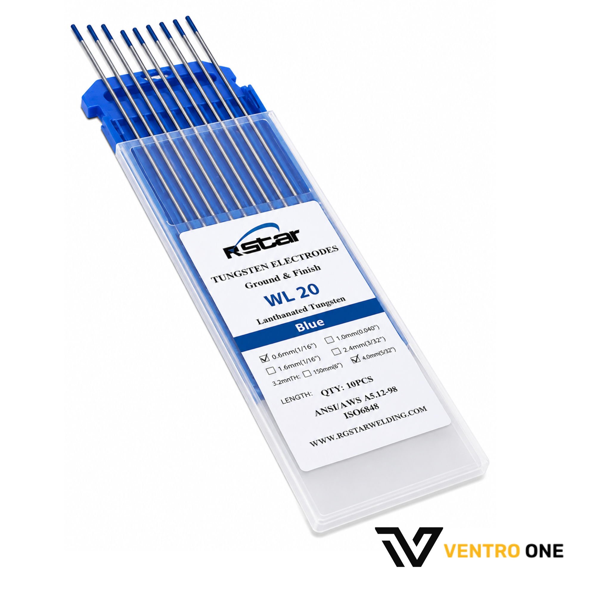 WL20 Lanthanated Tungsten Electrode – Blue Tip, 2.4mm x 150mm