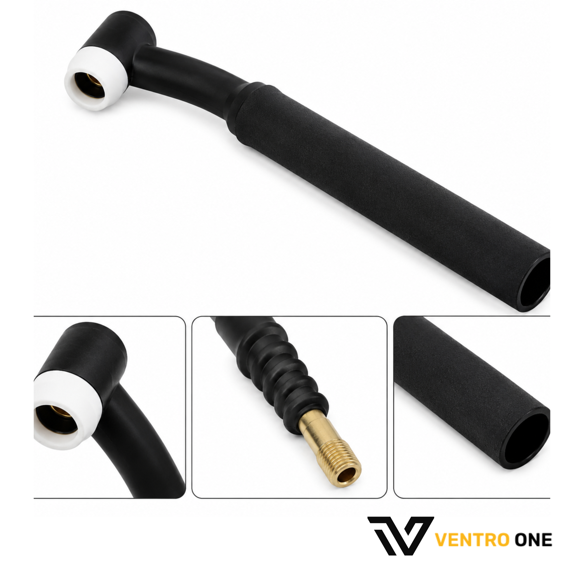 WP26F Flexi-Neck TIG Torch Head – Brass, Air-Cooled