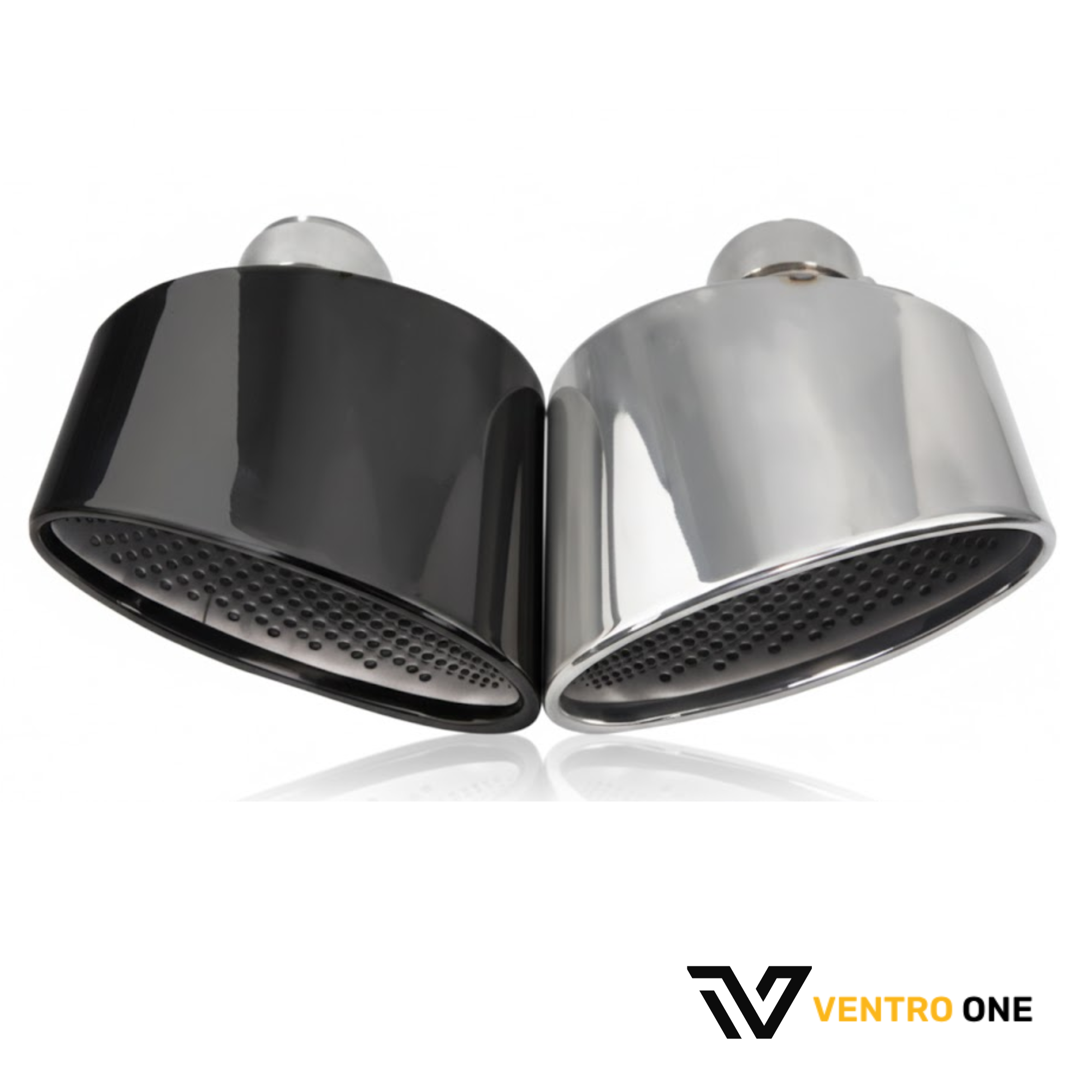 Left Right Polished Silver Exhaust Tail Pipe Set 57mm Inlet 178x118mm Outlet