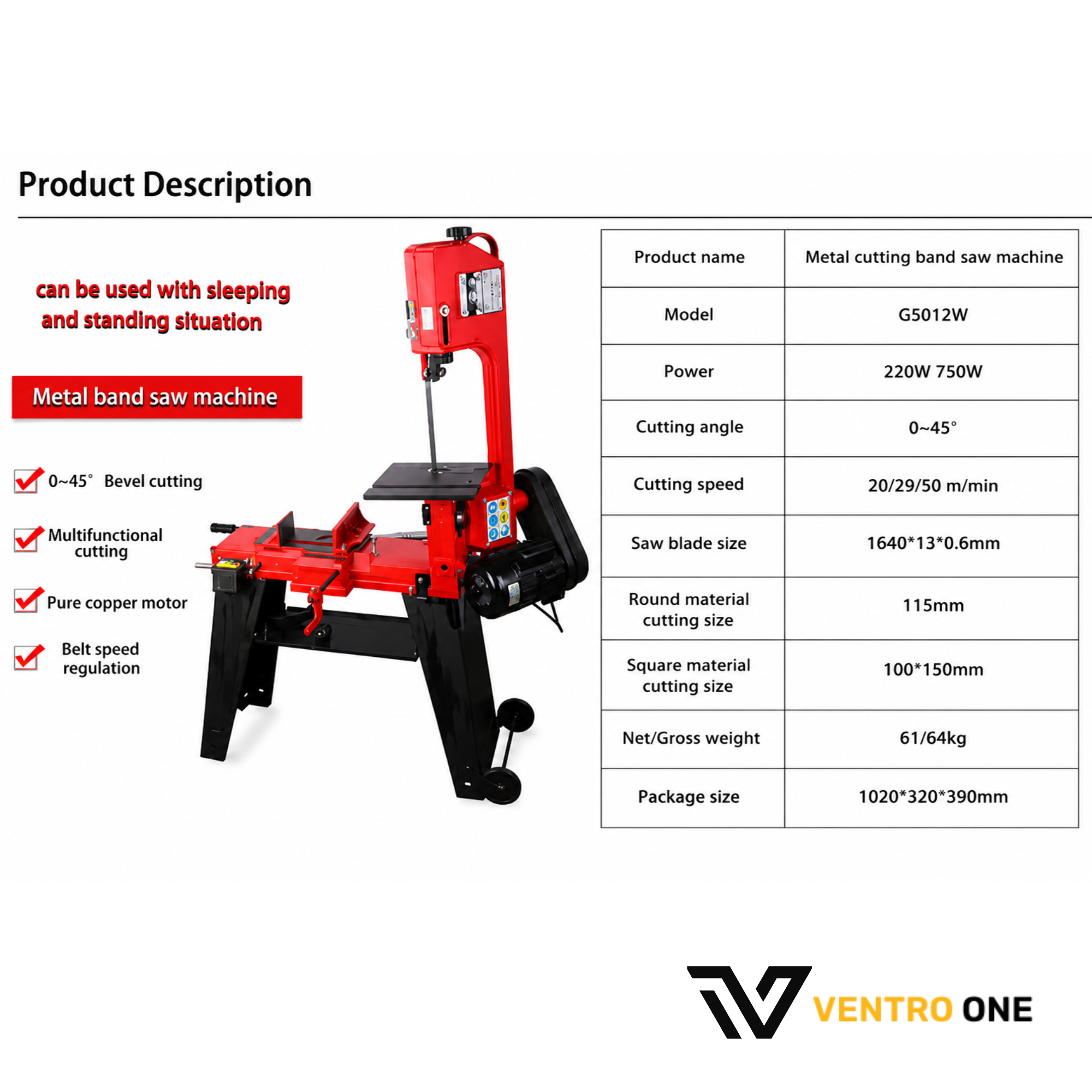 G5012W Metal Cutting Band Saw – Horizontal & Vertical Multi-Function Cutting Machine