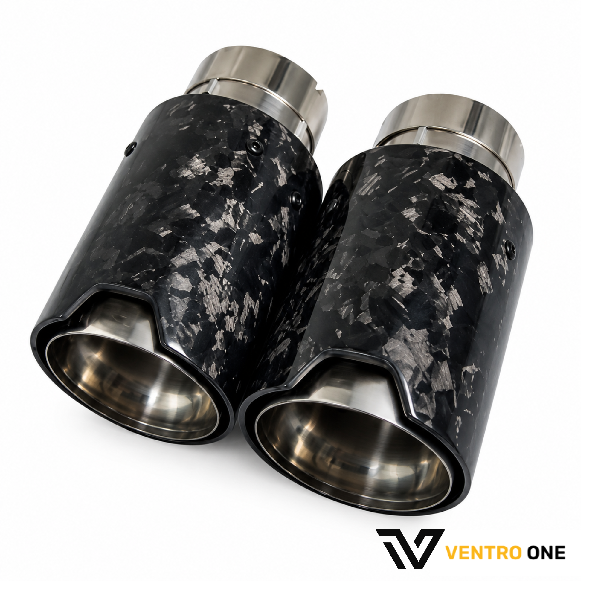 Forged Carbon Fibre Exhaust Tip – Glossy Silver, 63mm Inlet, 105mm Outlet